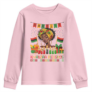 Kwanzaa Blessings African Woman Youth Sweatshirt Umoja Seven Principles Family Gift TS12 Light Pink Print Your Wear