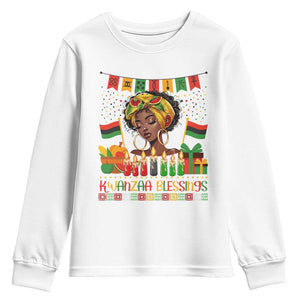 Kwanzaa Blessings African Woman Youth Sweatshirt Umoja Seven Principles Family Gift TS12 White Print Your Wear