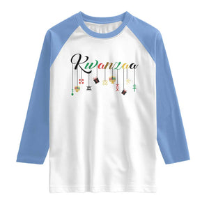 Kwanzaa Raglan Shirt Lights Of Unity Seven Principles Heritage Gift TS12 White Carolina Blue Print Your Wear