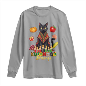 Kwanzaa Blessings Long Sleeve Shirt Funny Cat African Heritage Gift TS12 Sport Gray Print Your Wear