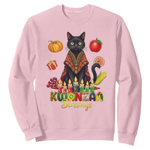 Kwanzaa Blessings Sweatshirt Funny Cat African Heritage Gift TS12 Light Pink Print Your Wear