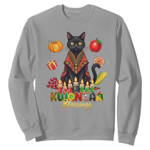 Kwanzaa Blessings Sweatshirt Funny Cat African Heritage Gift TS12 Sport Gray Print Your Wear
