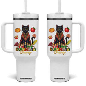 Kwanzaa Blessings Tumbler With Handle Funny Cat African Heritage Gift TS12 One Size: 40 oz White Print Your Wear