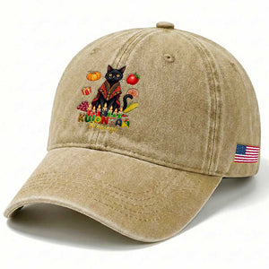 Kwanzaa Blessings Washed Cotton Baseball Cap Funny Cat African Heritage Gift TS12 Print Your Wear