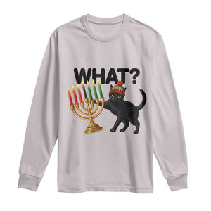 Funny Black Cat Chaos Kwanzaa Kinara Candle Long Sleeve Shirt African Heritage Gift TS12 Ice Gray Print Your Wear