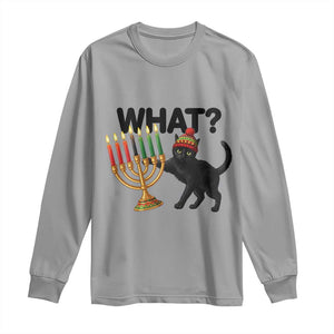 Funny Black Cat Chaos Kwanzaa Kinara Candle Long Sleeve Shirt African Heritage Gift TS12 Sport Gray Print Your Wear
