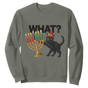 Funny Black Cat Chaos Kwanzaa Kinara Candle Sweatshirt African Heritage Gift TS12 Military Green Print Your Wear