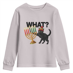Funny Black Cat Chaos Kwanzaa Kinara Candle Youth Sweatshirt African Heritage Gift TS12 Ice Gray Print Your Wear