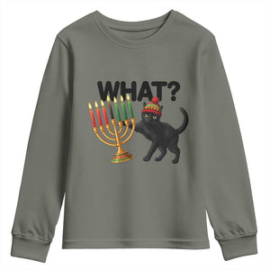 Funny Black Cat Chaos Kwanzaa Kinara Candle Youth Sweatshirt African Heritage Gift TS12 Military Green Print Your Wear