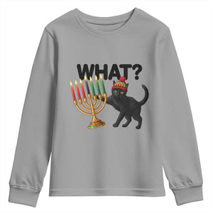 Funny Black Cat Chaos Kwanzaa Kinara Candle Youth Sweatshirt African Heritage Gift TS12 Sport Gray Print Your Wear