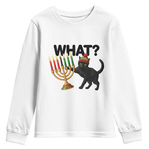 Funny Black Cat Chaos Kwanzaa Kinara Candle Youth Sweatshirt African Heritage Gift TS12 White Print Your Wear