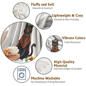 Cute Kwanzaa Cat Dashiki Throw Blanket African Heritage Gift TS12 Print Your Wear