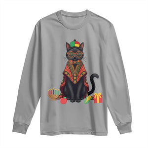 Cute Kwanzaa Cat Dashiki Long Sleeve Shirt African Heritage Gift TS12 Sport Gray Print Your Wear