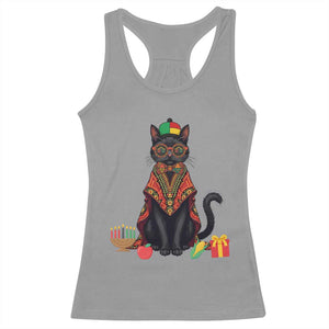 Cute Kwanzaa Cat Dashiki Racerback Tank Top African Heritage Gift TS12 Sport Gray Print Your Wear