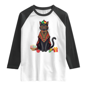 Cute Kwanzaa Cat Dashiki Raglan Shirt African Heritage Gift TS12 White Black Print Your Wear