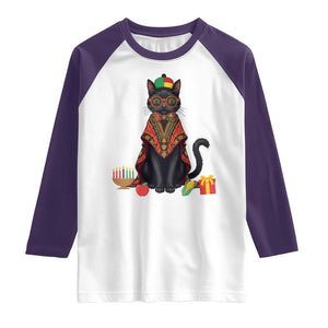 Cute Kwanzaa Cat Dashiki Raglan Shirt African Heritage Gift TS12 White Purple Print Your Wear