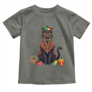 Cute Kwanzaa Cat Dashiki Toddler T Shirt African Heritage Gift TS12 Military Green Print Your Wear