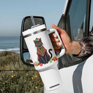Cute Kwanzaa Cat Dashiki Tumbler With Handle African Heritage Gift TS12 Print Your Wear