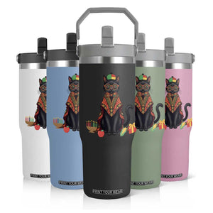 Cute Kwanzaa Cat Dashiki Flip Straw Tumbler African Heritage Gift TS12 Print Your Wear