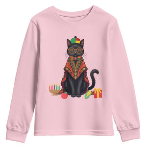Cute Kwanzaa Cat Dashiki Youth Sweatshirt African Heritage Gift TS12 Light Pink Print Your Wear