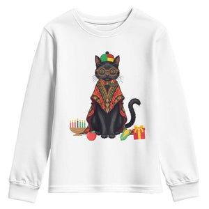 Cute Kwanzaa Cat Dashiki Youth Sweatshirt African Heritage Gift TS12 White Print Your Wear