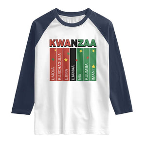 Light Of Kwanzaa Raglan Shirt Nguzo Saba African Heritage Gift TS12 White Navy Print Your Wear