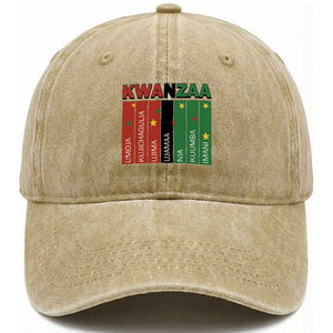 Light Of Kwanzaa Washed Cotton Baseball Cap Nguzo Saba African Heritage Gift TS12 Print Your Wear