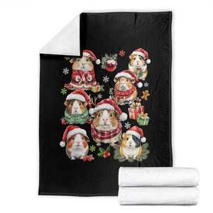 Funny Santa Cavy Squad Throw Blanket Christmas Guinea Pig Gift TS12 Black Print Your Wear
