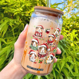 Funny Santa Cavy Squad Glass Can Christmas Guinea Pig Gift TS12 Black Print Your Wear