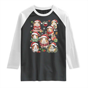Funny Santa Cavy Squad Raglan Shirt Christmas Guinea Pig Gift TS12 Black White Print Your Wear