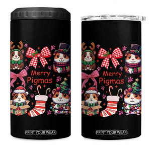 Merry Pigmas 4 in 1 Can Cooler Tumbler Funny Guinea Pig Cavy Lover Holiday Gift TS12 One Size: 16 oz Black Print Your Wear