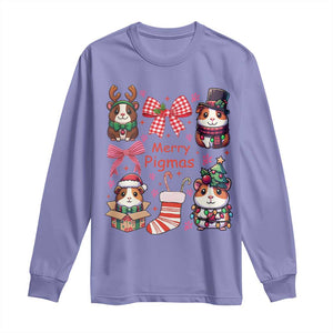 Merry Pigmas Long Sleeve Shirt Funny Guinea Pig Cavy Lover Holiday Gift TS12 Violet Print Your Wear