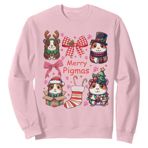 Merry Pigmas Sweatshirt Funny Guinea Pig Cavy Lover Holiday Gift TS12 Light Pink Print Your Wear