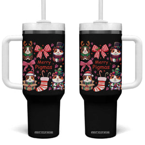 Merry Pigmas Tumbler With Handle Funny Guinea Pig Cavy Lover Holiday Gift TS12 One Size: 40 oz Black Print Your Wear