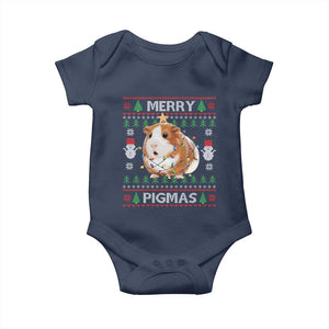 Merry Pigmas Ugly Christmas Baby Onesie Guinea Pig Lover TS12 Navy Print Your Wear