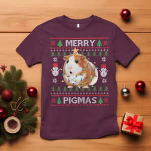 Merry Pigmas Ugly Christmas T Shirt Guinea Pig Lover TS12 Maroon Print Your Wear