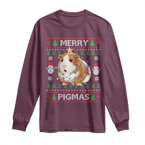Merry Pigmas Ugly Christmas Long Sleeve Shirt Guinea Pig Lover TS12 Maroon Print Your Wear