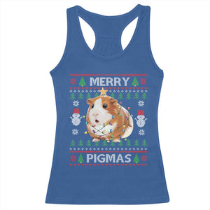 Merry Pigmas Ugly Christmas Racerback Tank Top Guinea Pig Lover TS12 Royal Blue Print Your Wear
