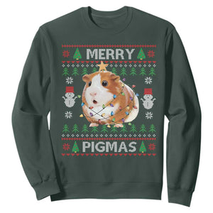 Merry Pigmas Ugly Christmas Sweatshirt Guinea Pig Lover TS12 Dark Forest Green Print Your Wear