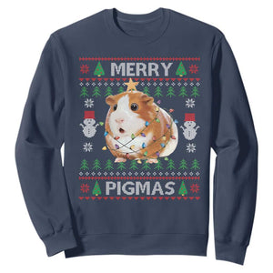 Merry Pigmas Ugly Christmas Sweatshirt Guinea Pig Lover TS12 Navy Print Your Wear