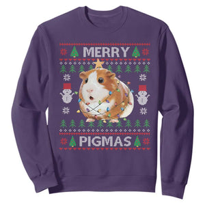 Merry Pigmas Ugly Christmas Sweatshirt Guinea Pig Lover TS12 Purple Print Your Wear