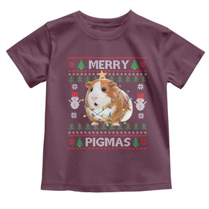 Merry Pigmas Ugly Christmas Toddler T Shirt Guinea Pig Lover TS12 Maroon Print Your Wear
