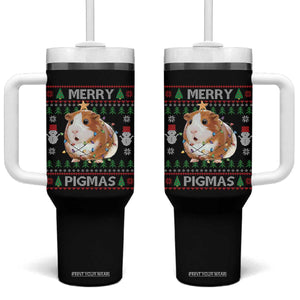 Merry Pigmas Ugly Christmas Tumbler With Handle Guinea Pig Lover TS12 One Size: 40 oz Black Print Your Wear
