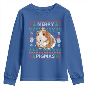 Merry Pigmas Ugly Christmas Youth Sweatshirt Guinea Pig Lover TS12 Royal Blue Print Your Wear