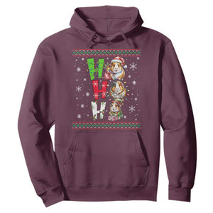 Funny Guinea Pig Ho Ho Ho Ugly Christmas Sweater Hoodie Cute Pet Lover TS12 Maroon Print Your Wear