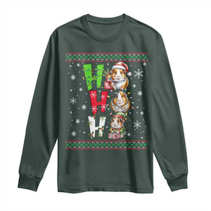 Funny Guinea Pig Ho Ho Ho Ugly Christmas Sweater Long Sleeve Shirt Cute Pet Lover TS12 Dark Forest Green Print Your Wear