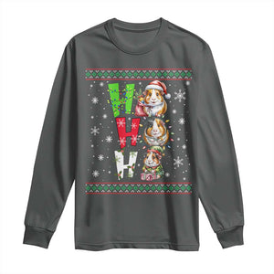 Funny Guinea Pig Ho Ho Ho Ugly Christmas Sweater Long Sleeve Shirt Cute Pet Lover TS12 Dark Heather Print Your Wear