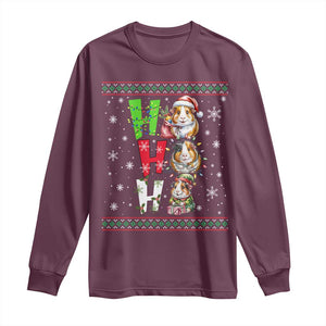 Funny Guinea Pig Ho Ho Ho Ugly Christmas Sweater Long Sleeve Shirt Cute Pet Lover TS12 Maroon Print Your Wear