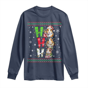 Funny Guinea Pig Ho Ho Ho Ugly Christmas Sweater Long Sleeve Shirt Cute Pet Lover TS12 Navy Print Your Wear
