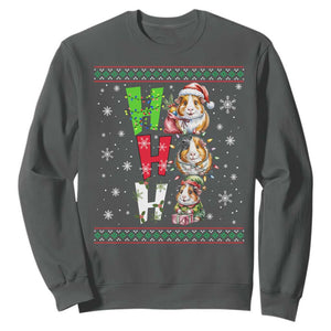 Funny Guinea Pig Ho Ho Ho Ugly Christmas Sweater Sweatshirt Cute Pet Lover TS12 Dark Heather Print Your Wear